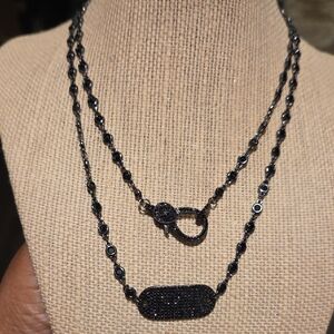 Black Pave Double-Layer Necklace with Sparkle Accents